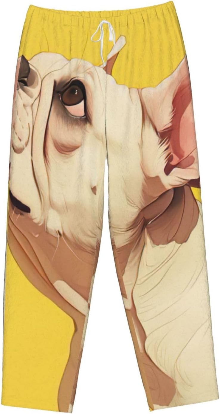 Animal Dog French Bulldog Print Fashion Cozy Womens Flannel Pajama Pants,Perfect For Christmas And Everyday Wear