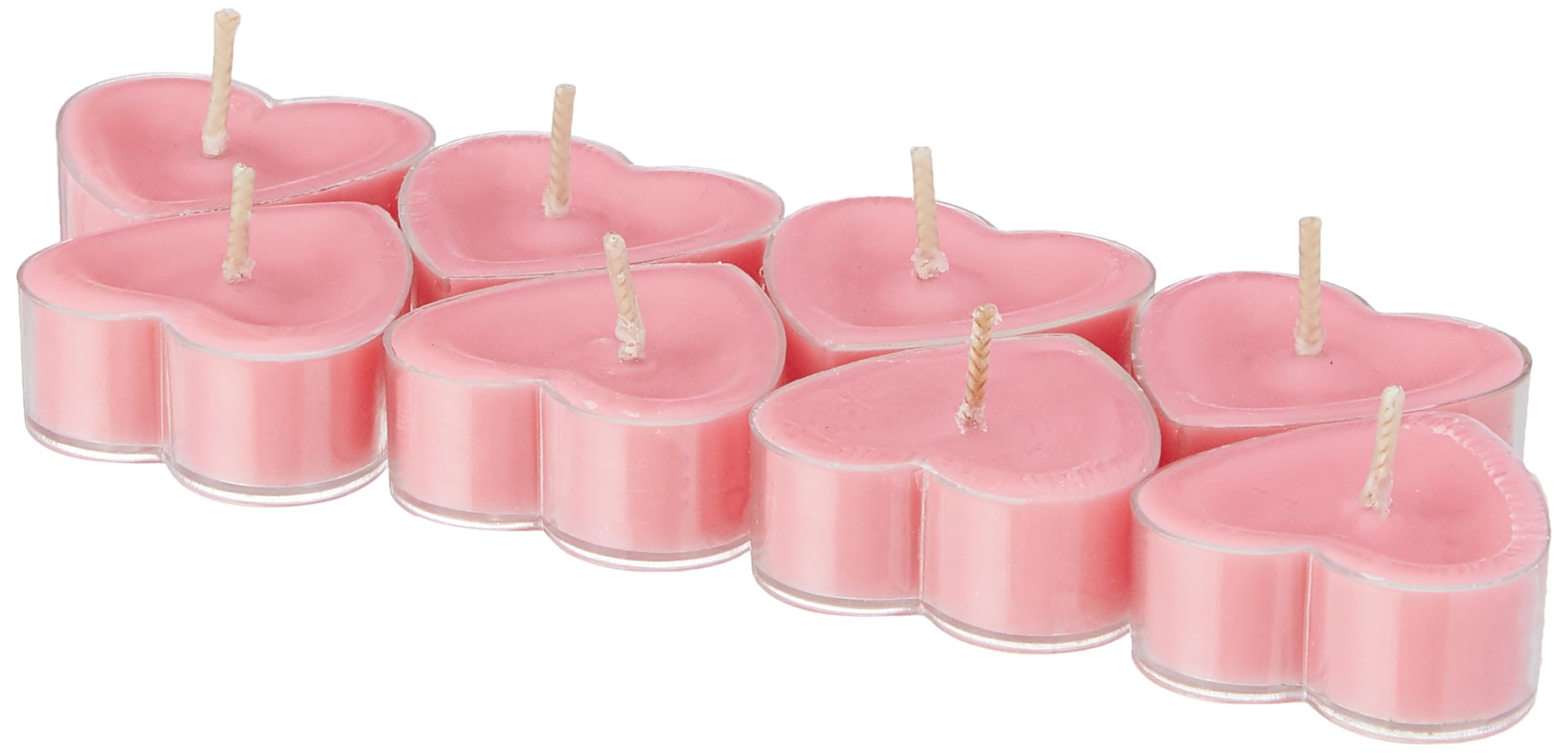 Amazon Brand - Solimo Paraffin Wax Heart Tealight Candles|Smokeless|No Residue|4 Hours Burn Time (Set of 8, Rose)