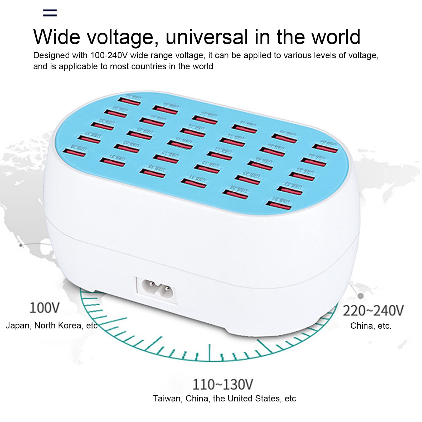 Stazione di Ricarica USB da 160 W a 30 Porte, Caricatore Rapido Desktop Domestico, Caricabatterie Multipli PWM per Computer Portatile Tablet Smartphone
