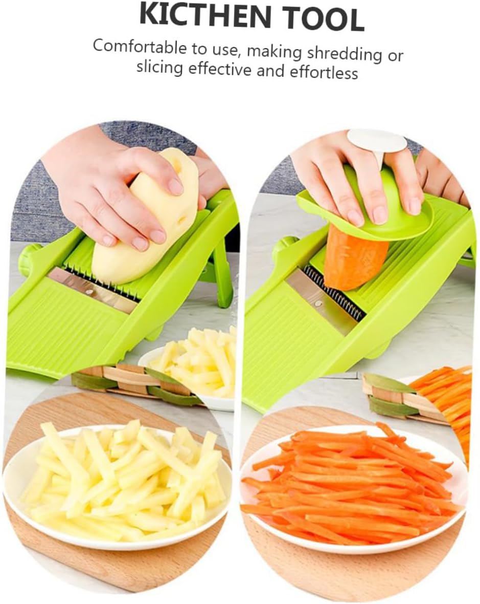 Vegetable Slicer Potato Grater Multifunctional Kitchen Mandoline Cutter with Detachable Blades Green for Home Cooking and Food Preparation