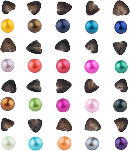 Ostras redondas de agua dulce con perlas cultivadas con perlas en el interior 20 PC (0.276-0.315 in)