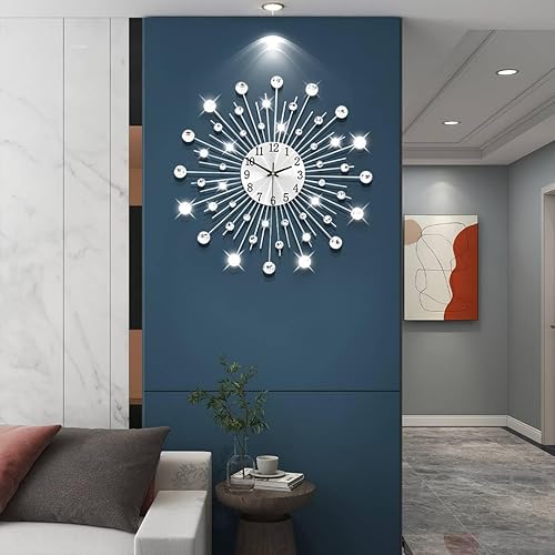 Miniatura 8 de DOFIMPORT Reloj de pared moderno, decoración de pared para sala de estar, reloj de pared de cristal plateado de 13 pulgadas para interiores,
