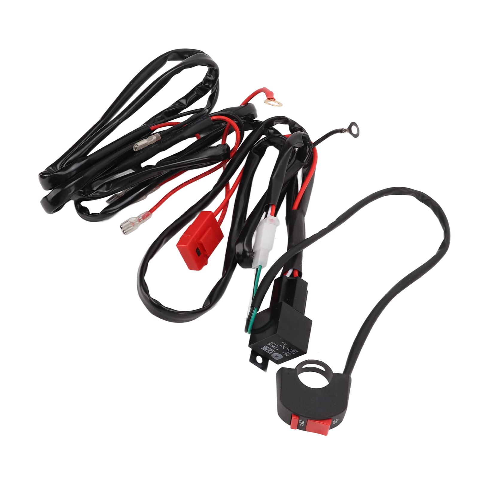 Cablaggio relè per Moto, Cablaggio per Luce Lavoro Impermeabile IP67 Sicuro 12V 40A per Auto Moto Cross,Terminali e Cablaggi