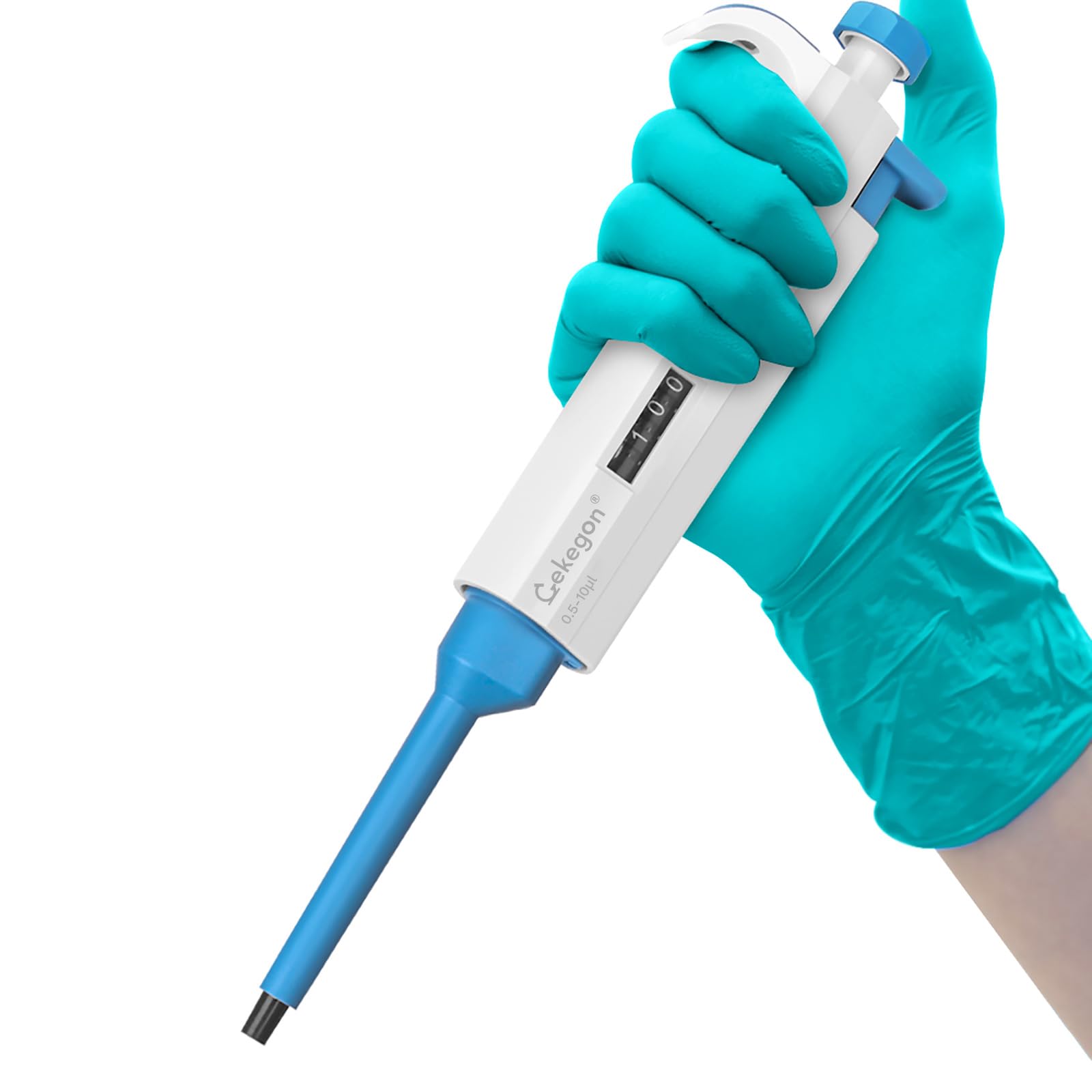Adjustable Pipette, Lab Micropipette, Accurate Single-Channel Pipettor with Pipette Tips (0.5-10ul)