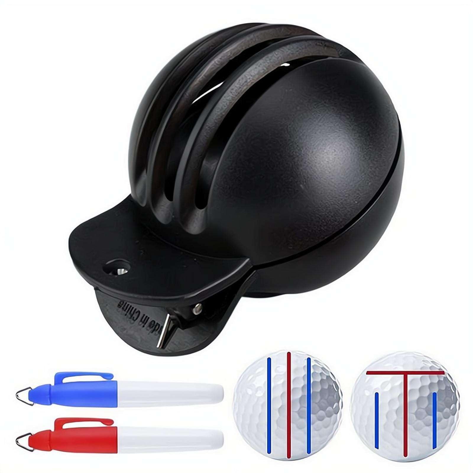 Golf Ball Marker Tool Lines Drawing Alignment Kit with 2 Color Waterproof Pen for Beginners