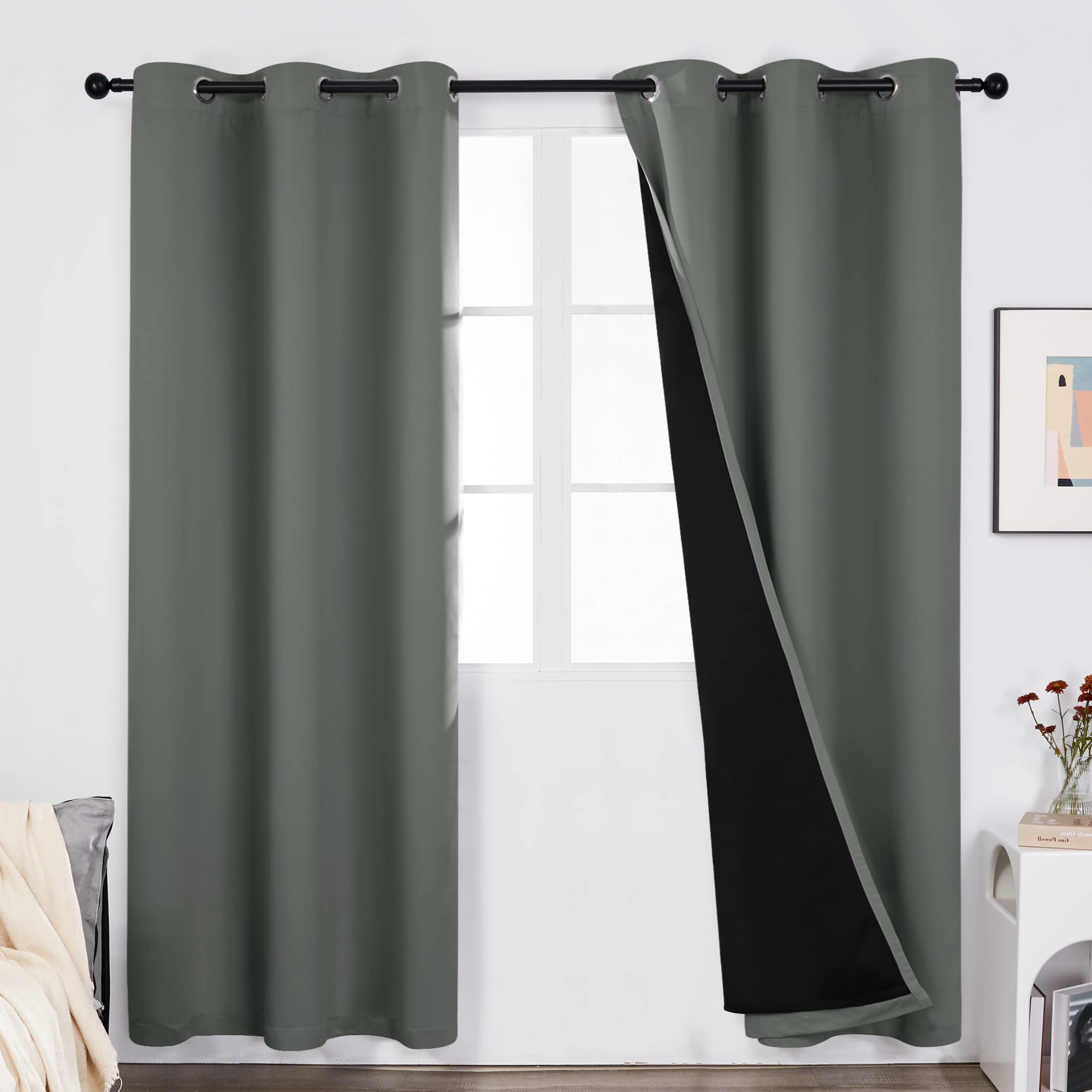 Deconovo Grey Blackout Curtains 84 Inch, Total Blackout Curtains, Thermal Insulated Full Dark Shading, Grommet Window Coverings for Living Room/Bedroom/Kids (Pack of 2, 42W x 84L Inch Dark Grey)