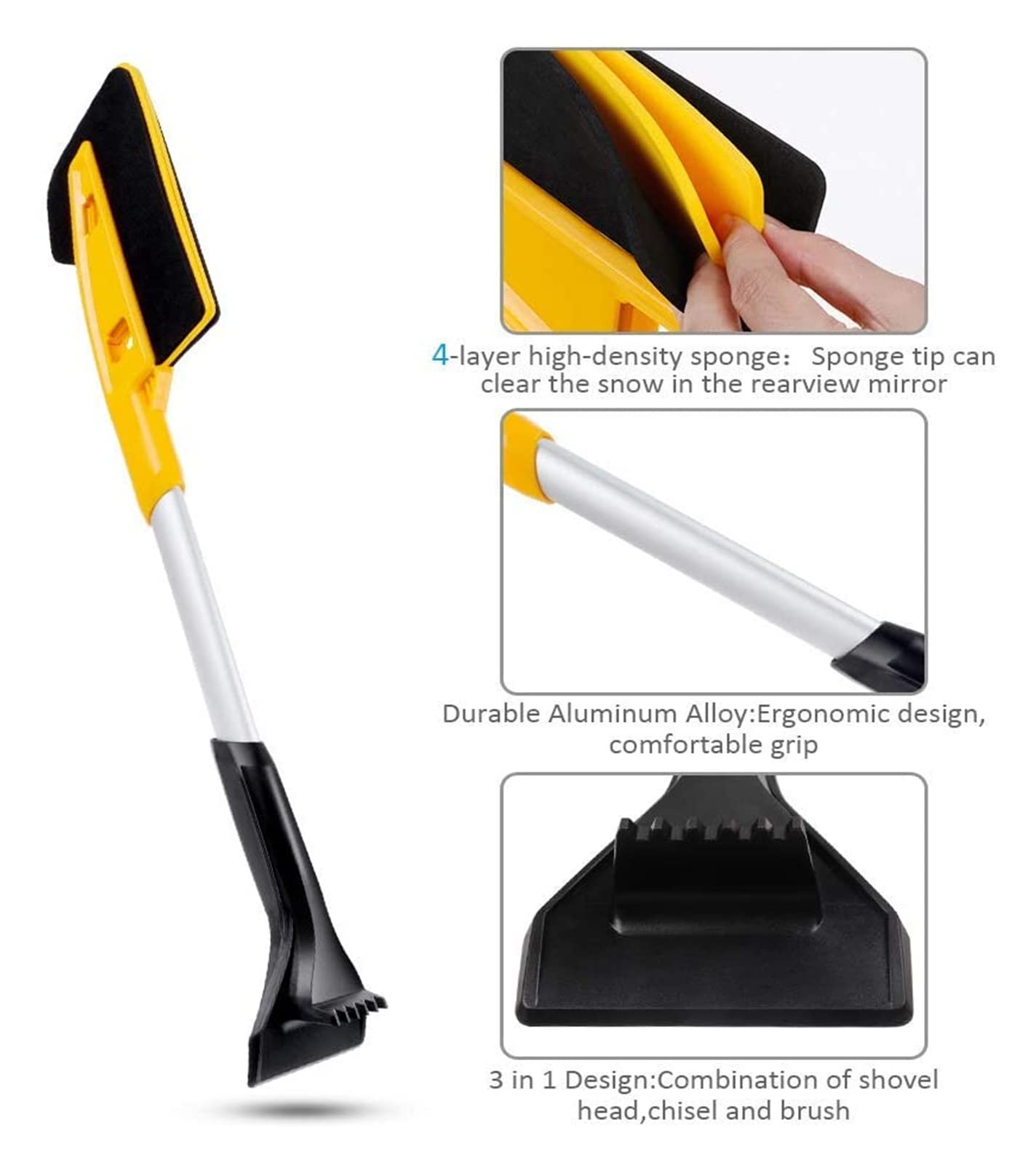 Brosse à Neige pour Voitures, Pelle grattoir à Glace 2 en 1, légère et Durable, pour Pare-Brise Auto SUV