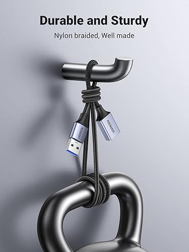 Miniatura 3 de UGREEN Paquete de 2 cables de extensión USB (15 pies + 15 pies) USB 3.0, cable de extensión USB 3.0 de nailon trenzado, compatible con cámara web,
