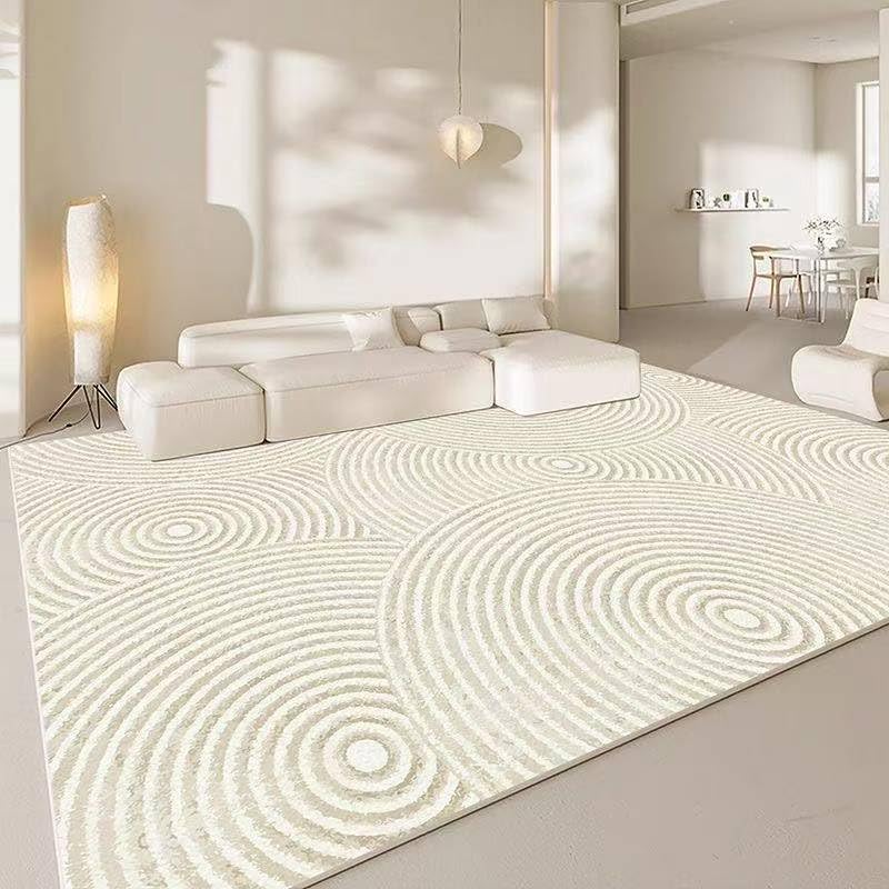 Tapis géométrique moderne beige 130x200 cm style vintage élégant