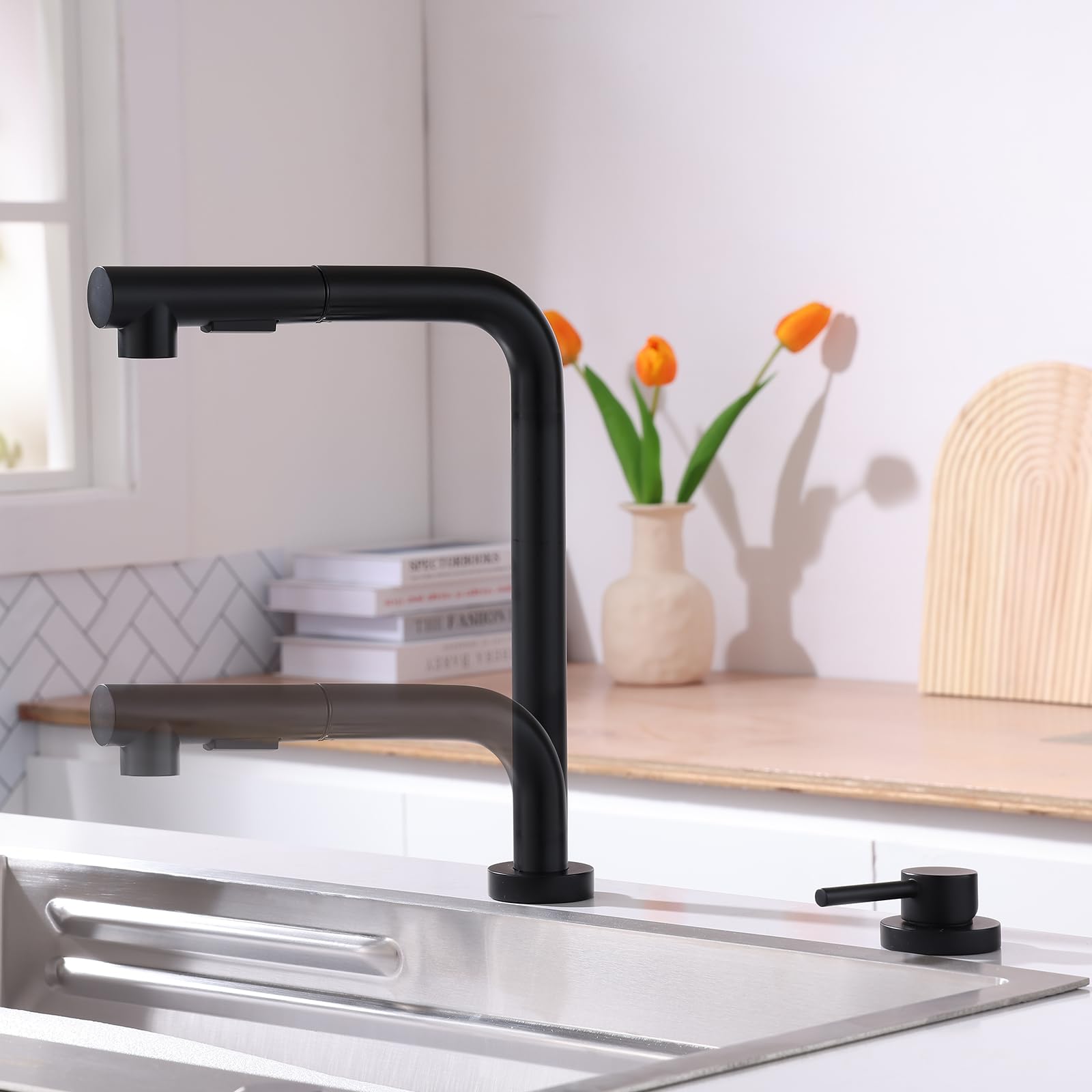 Grifos mezcladores para Fregadero Grifo de Cocina extraíble Monomando con diseño Plegable fregaderos Ocultos y autocaravanas solución Elegante Ahorrar Espacio.
