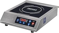 HECMAC 1800W ETL Certified Commercial Induction Cooktop - Stainless Steel Burner, 8" Coil, Smart Temp Control, 4Hr Timer