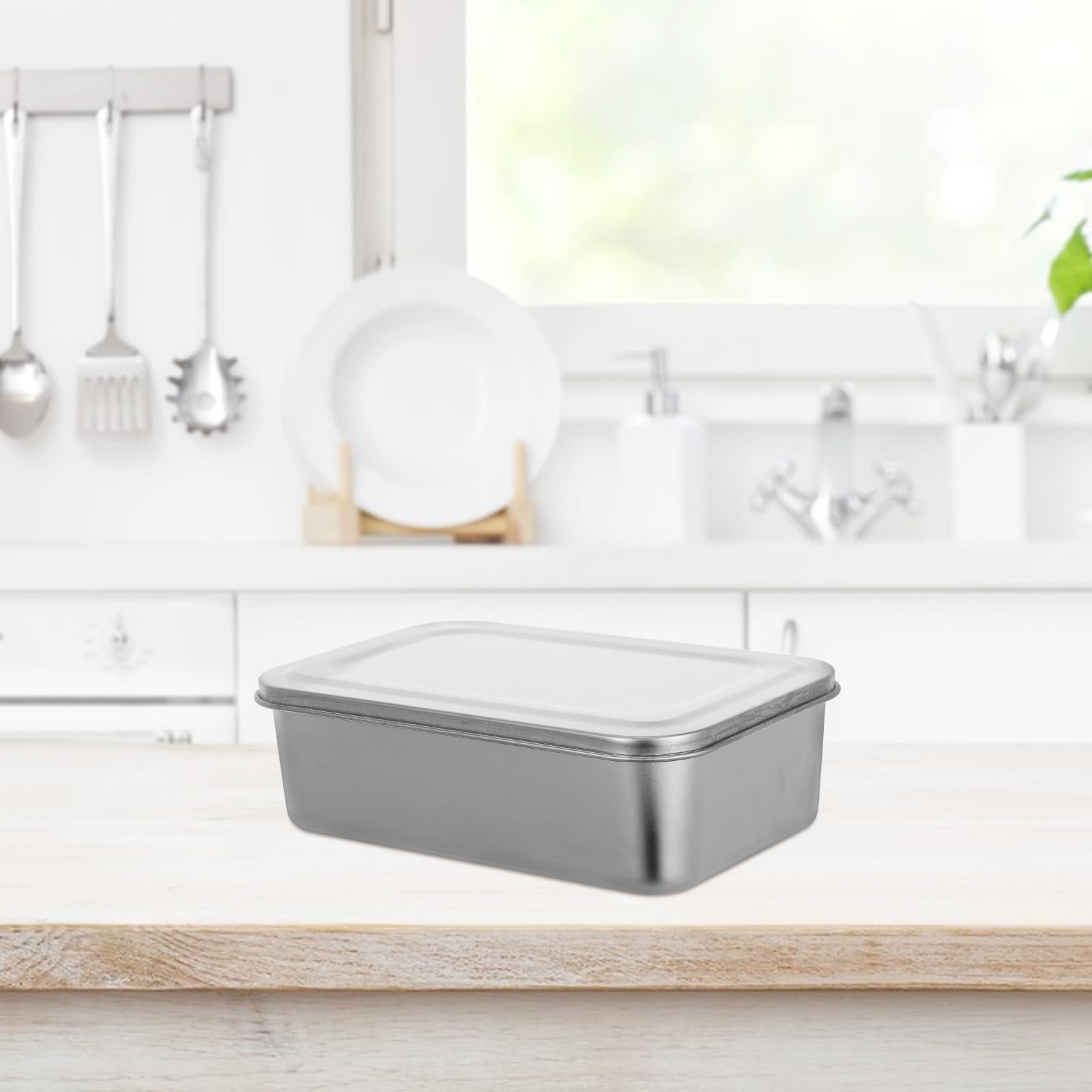 Toyvian Fiambrera Caja de Almuerzo Térmica de 1000ml Cuadrada de Acero Inoxidable 304 Doble Compartimento para Picnic y Uso Escolar
