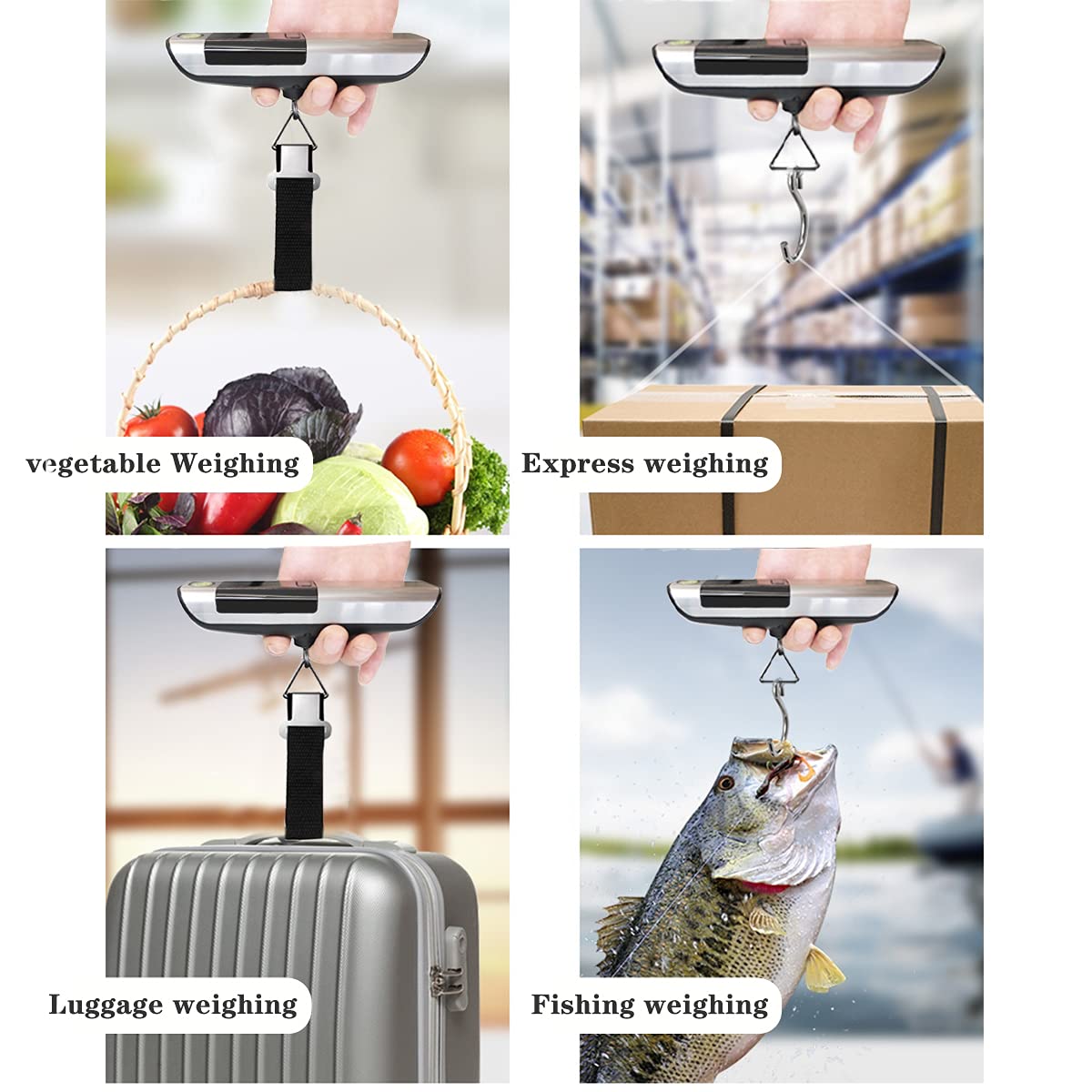 Generic Luggage Scale, Digital Portable Handheld Suitcase Weigher for with Horizontal Bubble , Built-in Tape Measure，110 Pounds, Battery Included : Clothing, Shoes & Jewelry