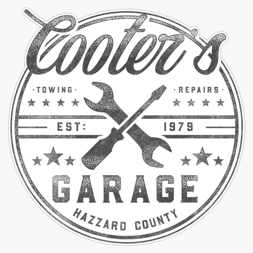 Cooter's Garage Hazzard County Window Bumper Sticker Decal 5"