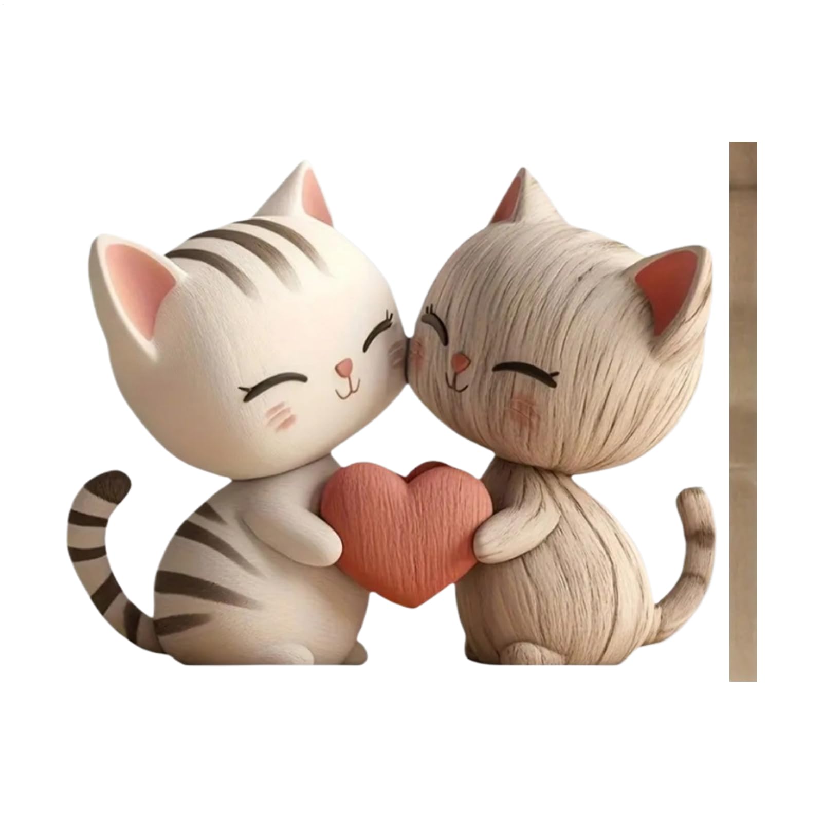Cat Statue - 2d Flat Animal Shaped Wooden - Cat Couple Figurines in Love | for Wedding, Birthday Celebrations, Romantic Bedroom, Girlfriend