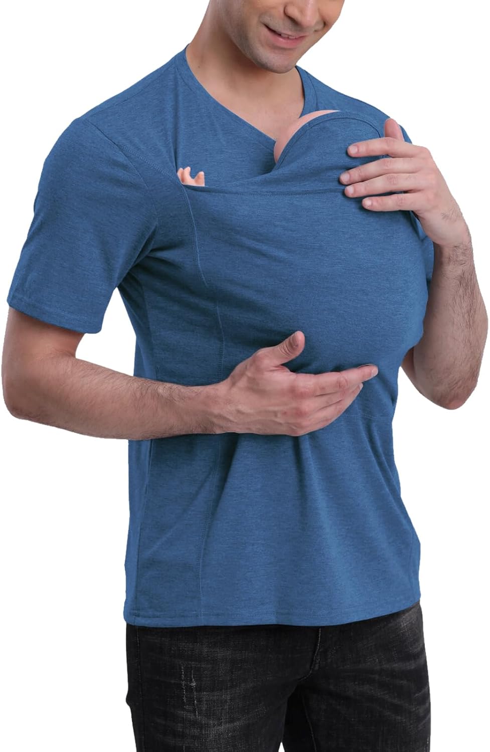 Kangaroo Shirt for Dad and Baby, V Neck Short Sleeve Kangaroo T Shirt Mens Kangaroo Shirt Dad Kangaroo Shirt with Hat