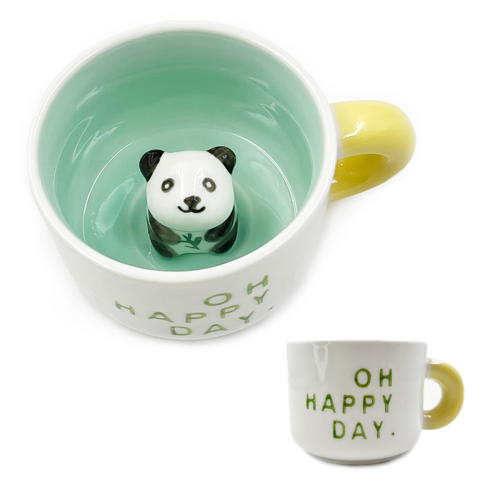 Tazza Da Caffè In Ceramica Con Coperchio E Cucchiaio 3D A Forma Di Panda – Divertente, 400 Ml, Regalo Per Donne, Bambini E Amanti Dei Panda - 3