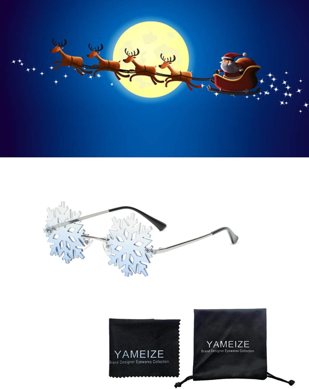 YAMEIZE Snowflake Shape Rimless Sunglasses Novelty Unique Party Eyeglasses Christmas Fun Glasses for Women Men - Image 5