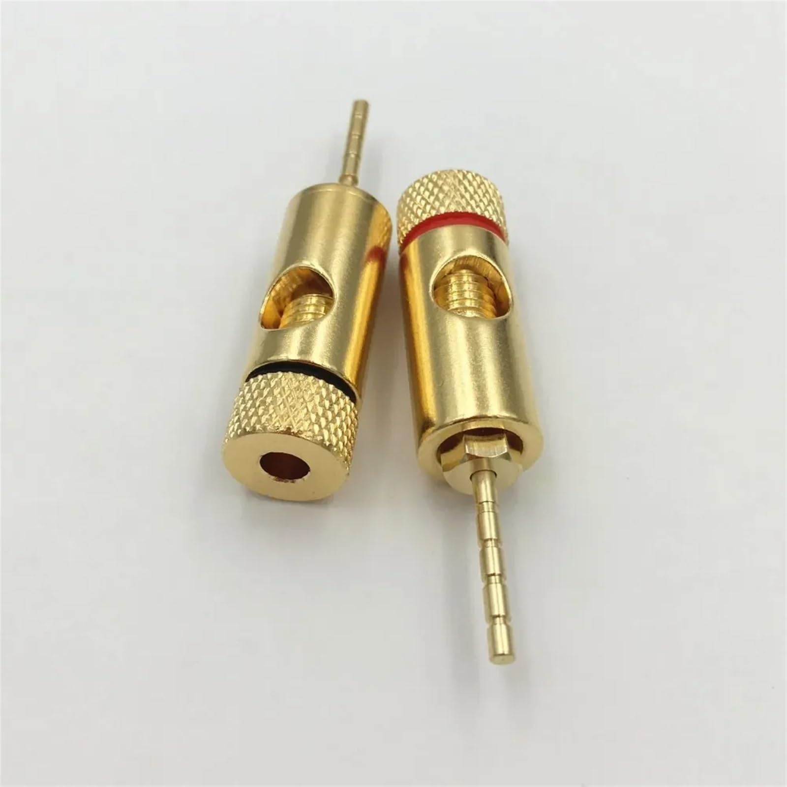 Lot de 10 fiches Bananes mâles en Laiton plaqué Or de 2 mm, connecteur de Verrouillage à vis for Fil de Haut-Parleur Droit(Red)