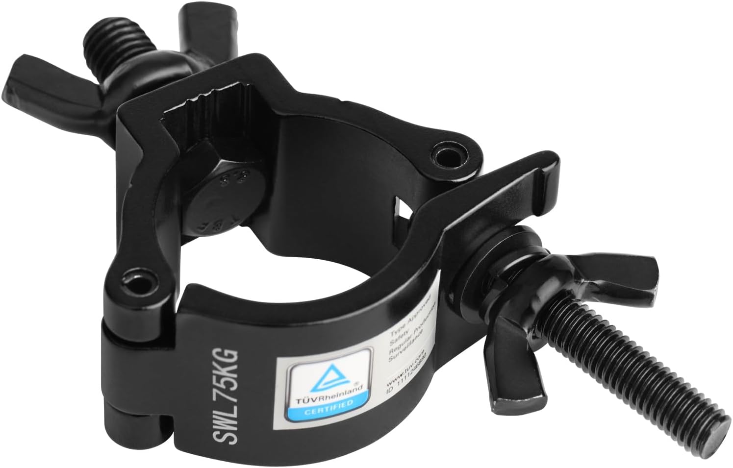 10 Pack Black Truss Clamps, 1-1/2" OD Aluminum Alloy DJ Stage Light Clamp Hook Fits 1.37"-1.57" OD Pipe with TUV