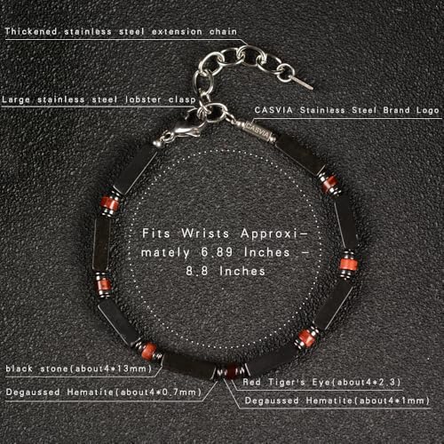 Pulsera Masculina Ajustable con Piedras y Cadena de Acero miniatura 7