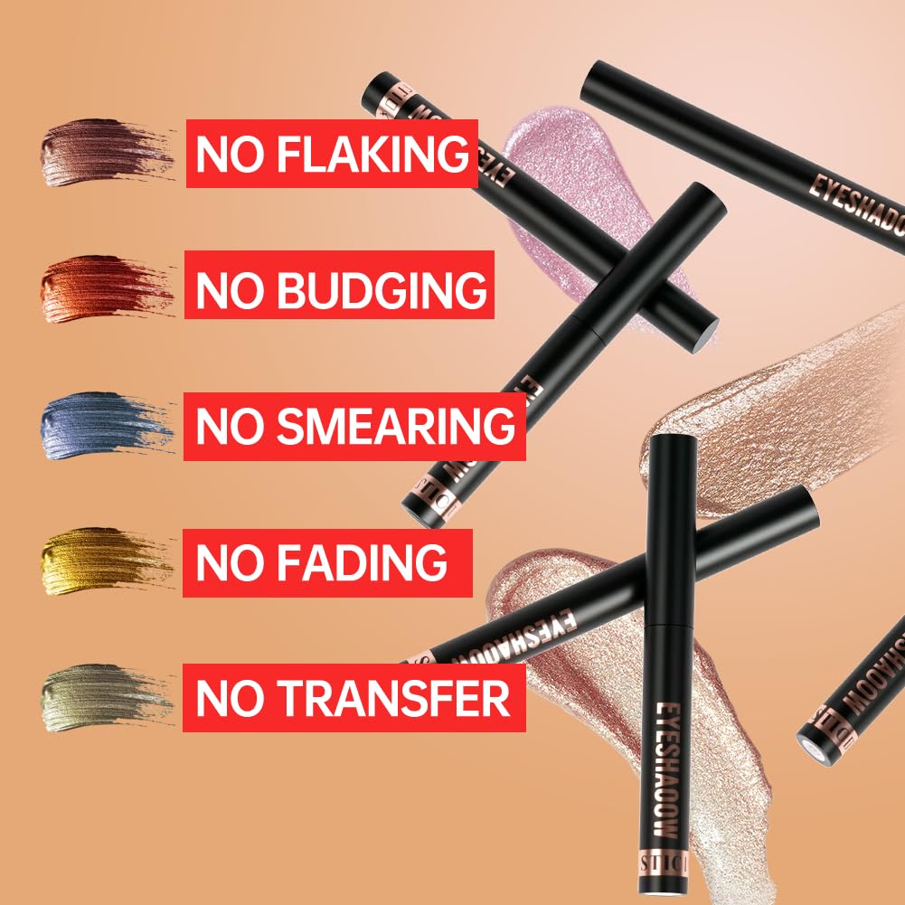 Cienie do powiek w sztyfcie, 6 x 2g Zestaw ołówków do cieni do powiek z brokatem i matowym, Eye Shadow Stick w kremie, łatwy w użyciu, tworzy kredki do oczu i długotrwały makijaż oczu (zestaw A)