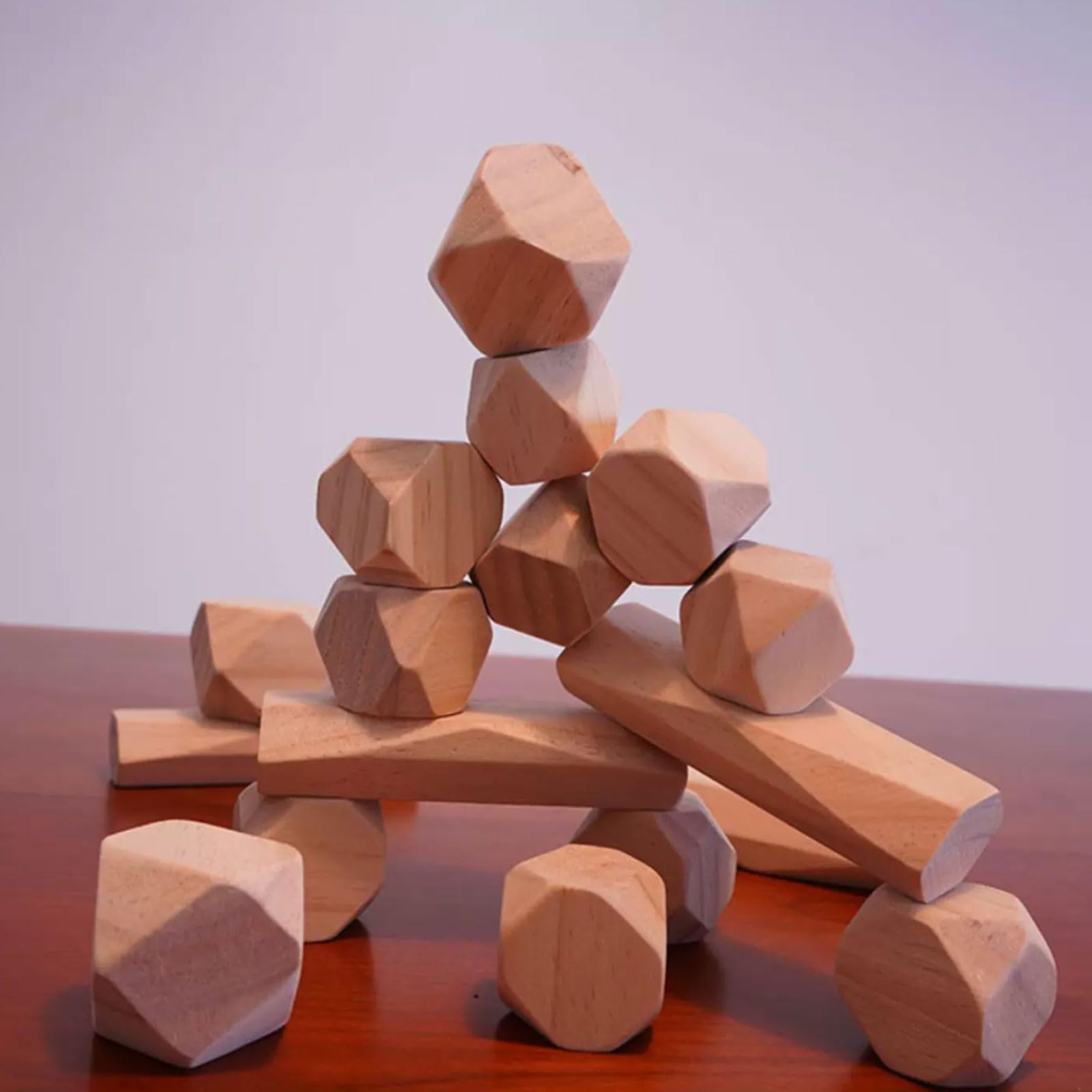 Bloques de Piedras apilables de Madera Natural Montessori sin Pintar
