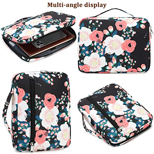 Bible Covers For Women Floral Bible Case Woman Girls Carrying Book Case Church Bag Bible Protective Bag With Handle And Zippered Pocket #TOP4