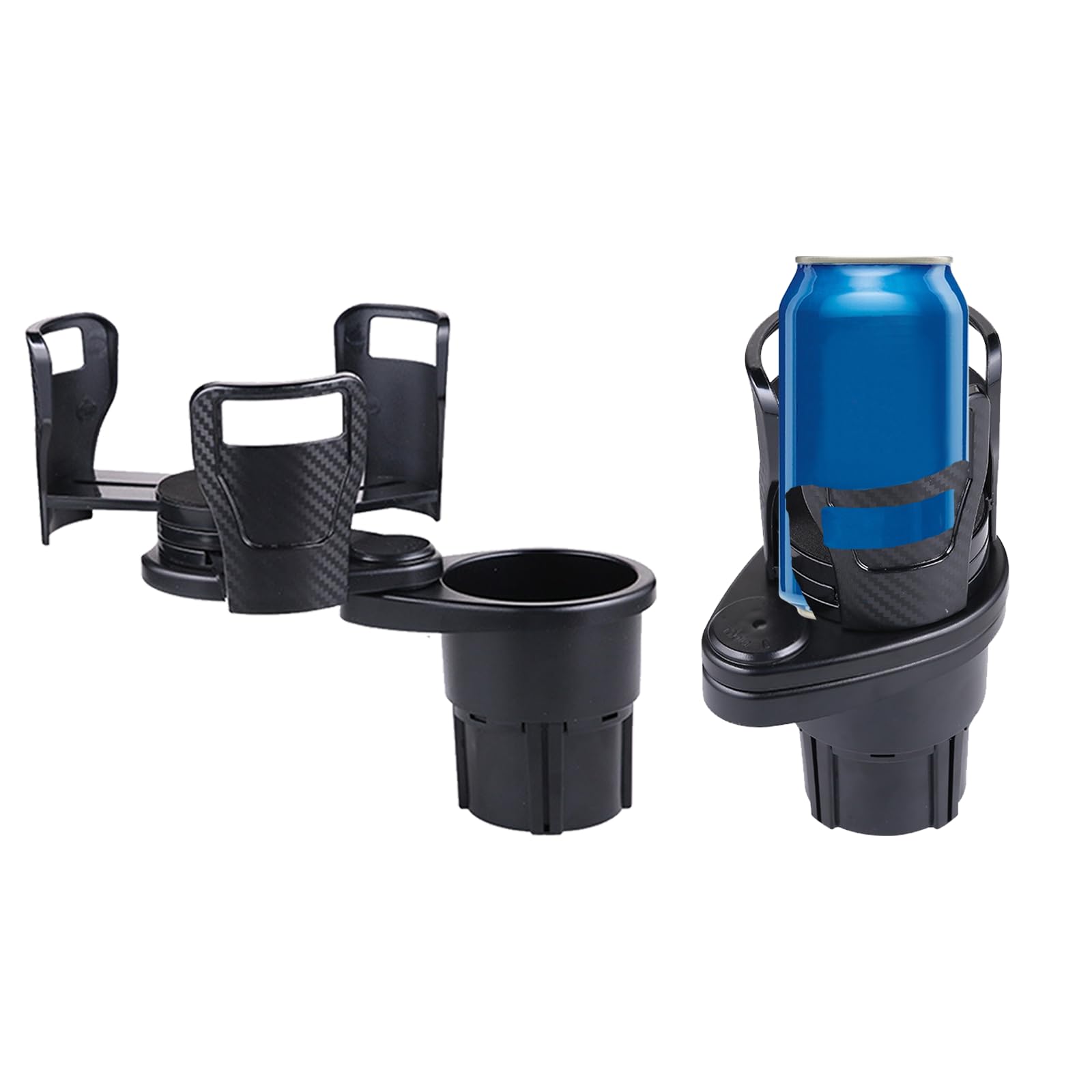 Car Cup Holder Expander, Universal Car Dual Cup Holder Adjustable, 2 In 1 Multifunctional Car Drink Holder, 360°Rotating Car Coffee Drink Cup Holder for Car Marine Caravan (Black)