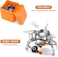 Vista 3 de Odoland Estufa de campamento a prueba de viento de 3500 W/6800 W, estufa de gas con adaptador de recipiente de combustible, encendido