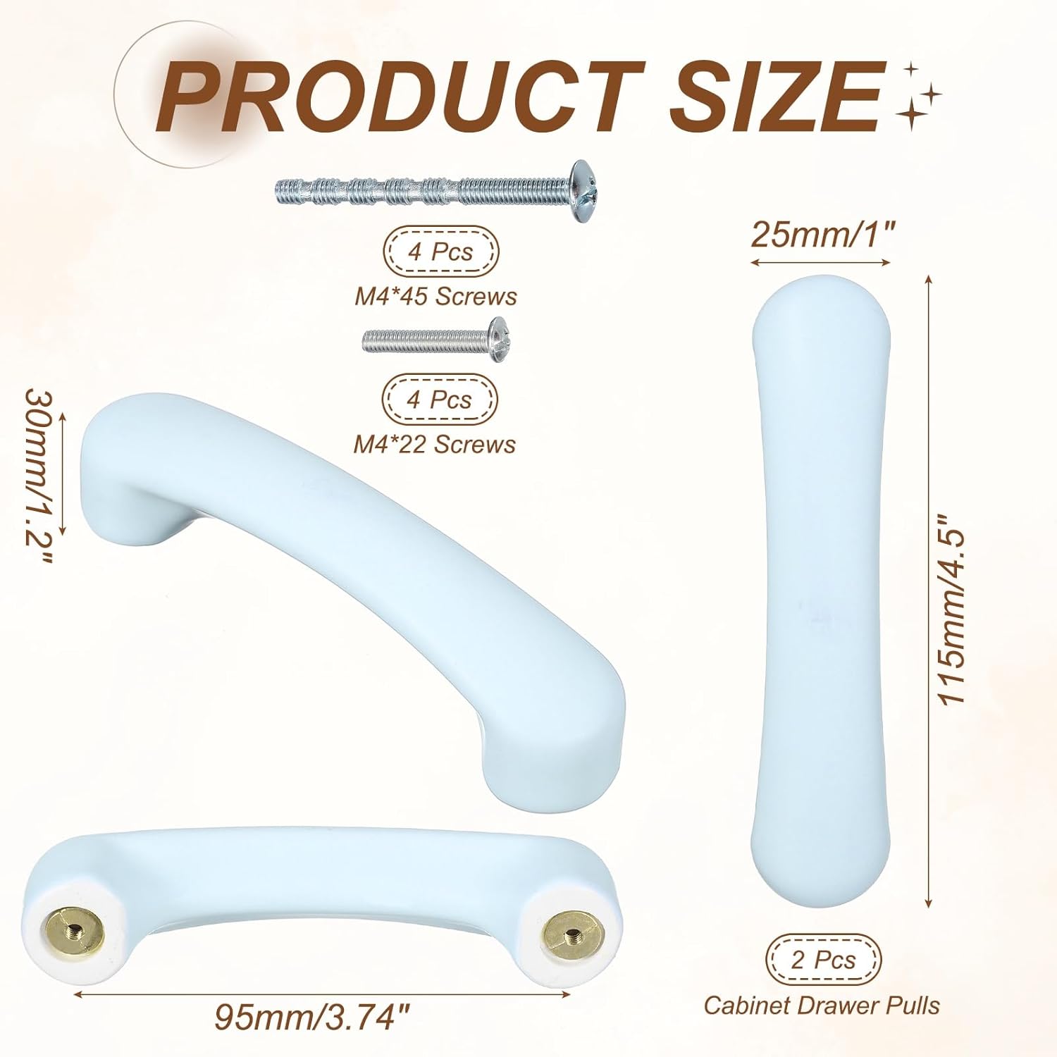 uxcell 2 Pcs Blue Ceramic Cabinet Handles Arch Shaped Drawer Pulls, 4.5 x 1 x 1.2 Inch Cute Kitchen Cabinet Handles Hardware for Kitchen Cupboard Dresser Drawer Nursery Decor