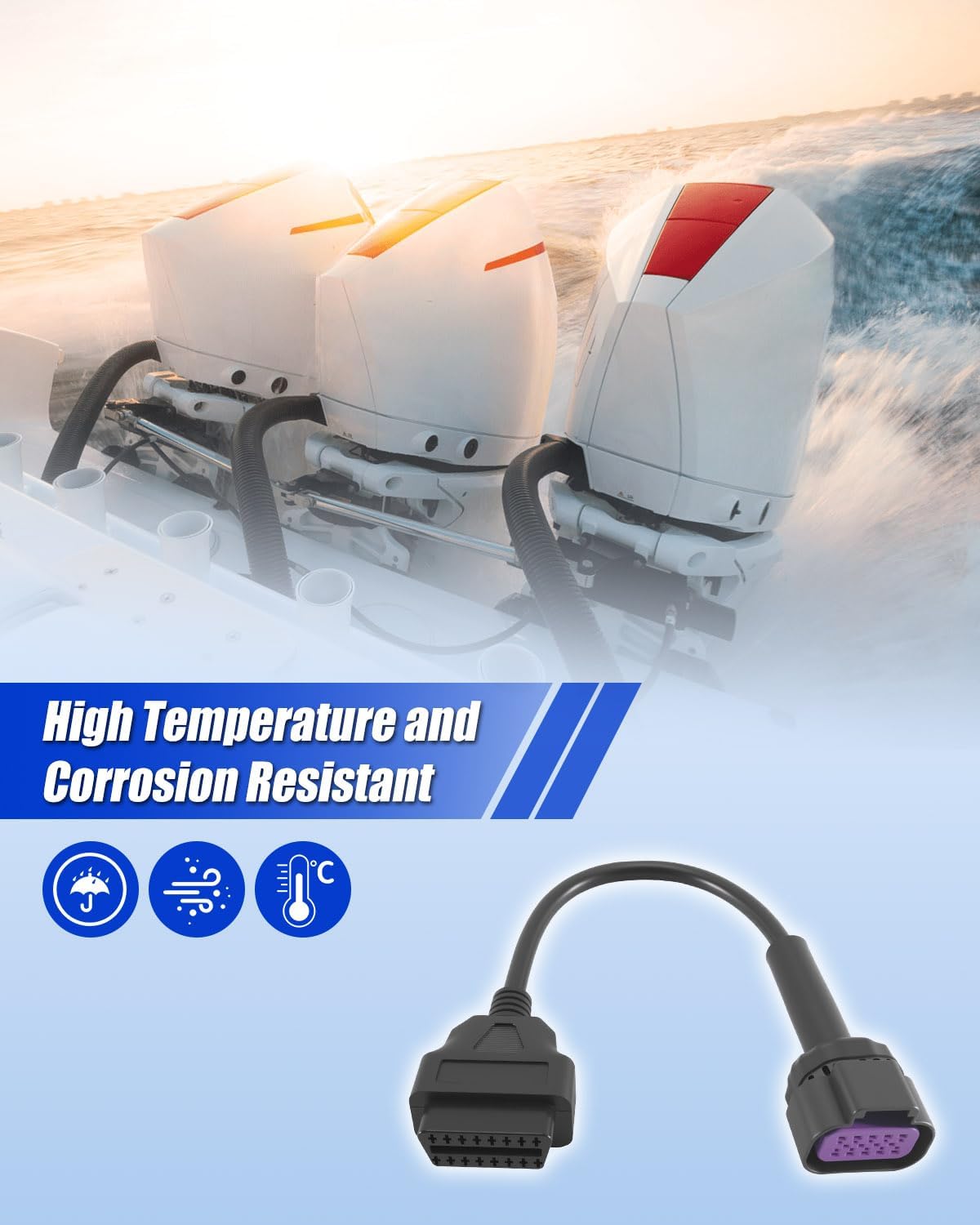OBD2 Adapter 10-Pin Cable Fit for Mercury MerCruiser Cummins DTS Fit for Jaltest JDC617A