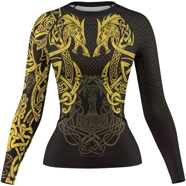 Viking Women's Compression Shirt Long Sleeve MMA BJJ Rash Guard Grappling Jiu Jitsu No Gi