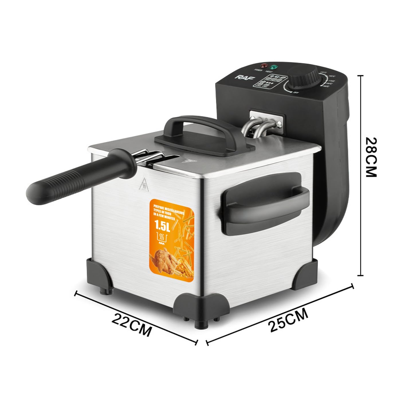2000W 1.5L Deep Fryer z pokrywką i koszem, frytkownica z oleju elektrycznego ze stali nierdzewnej do chipsów i pączków, regulowana kontrola ciepła, bezpieczne łatwe czyszczenie urządzenia kuchennego