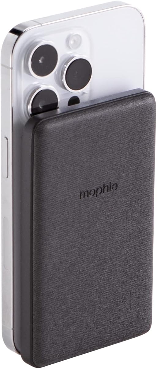 Snap+ Juice Pack Mini - Cargador magnético portátil inalámbrico con batería interna de 5000 mAh, compatible con teléfonos inteligentes habilitados para MagSafe y Qi, funciona con teléfonos Apple, Samsung y Google, negro