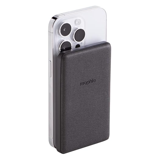 Mophie snap+ juice pack mini - wireless portable magnetic charger with 5000 mah internal battery, compatible with magsafe & qi-enabled smartphones, works with apple, samsung, and google phones, black