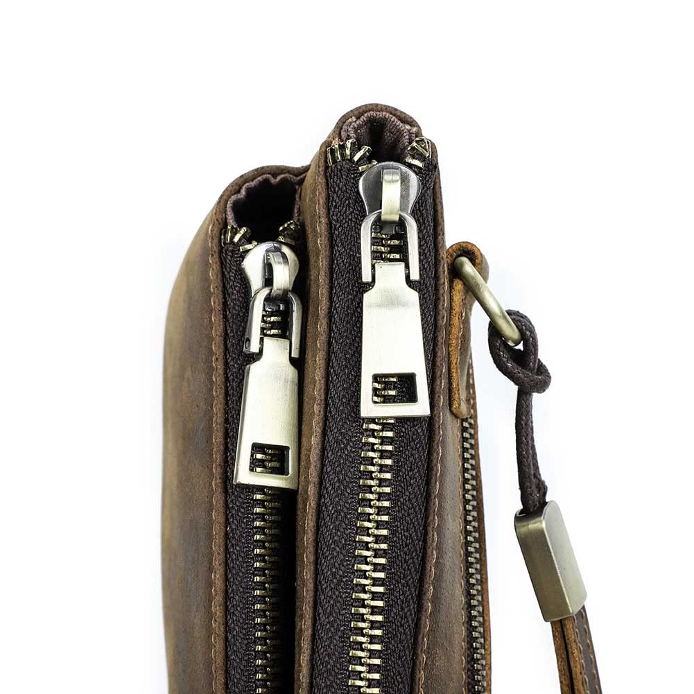 CONTACTS Pochette da viaggio da uomo in vera pelle con cinturino da polso, portafoglio passaporto con cerniera e tasca con cerniera, Portafoglio borsa a mano grande capacità per telefono