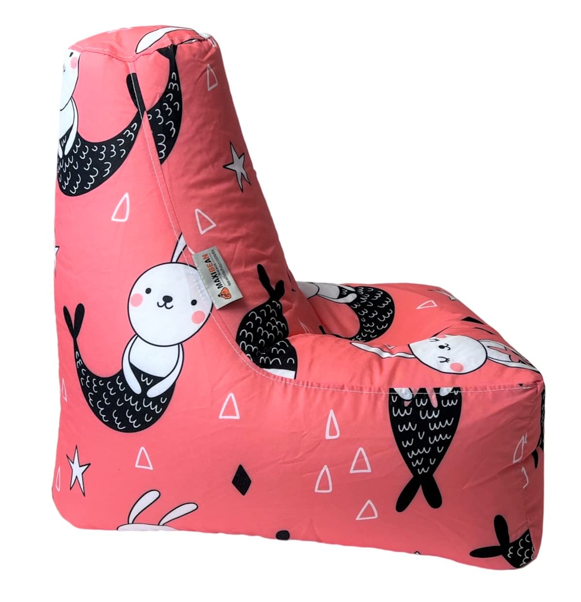 Children's Beanbag Chair Indoor & Outdoor Gaming Triangle Seat Bean Bags for Girls and Boys Kids Bedroom, Living Room, Garden, Home, Cushion Filling Included - Rabbit Mermaid