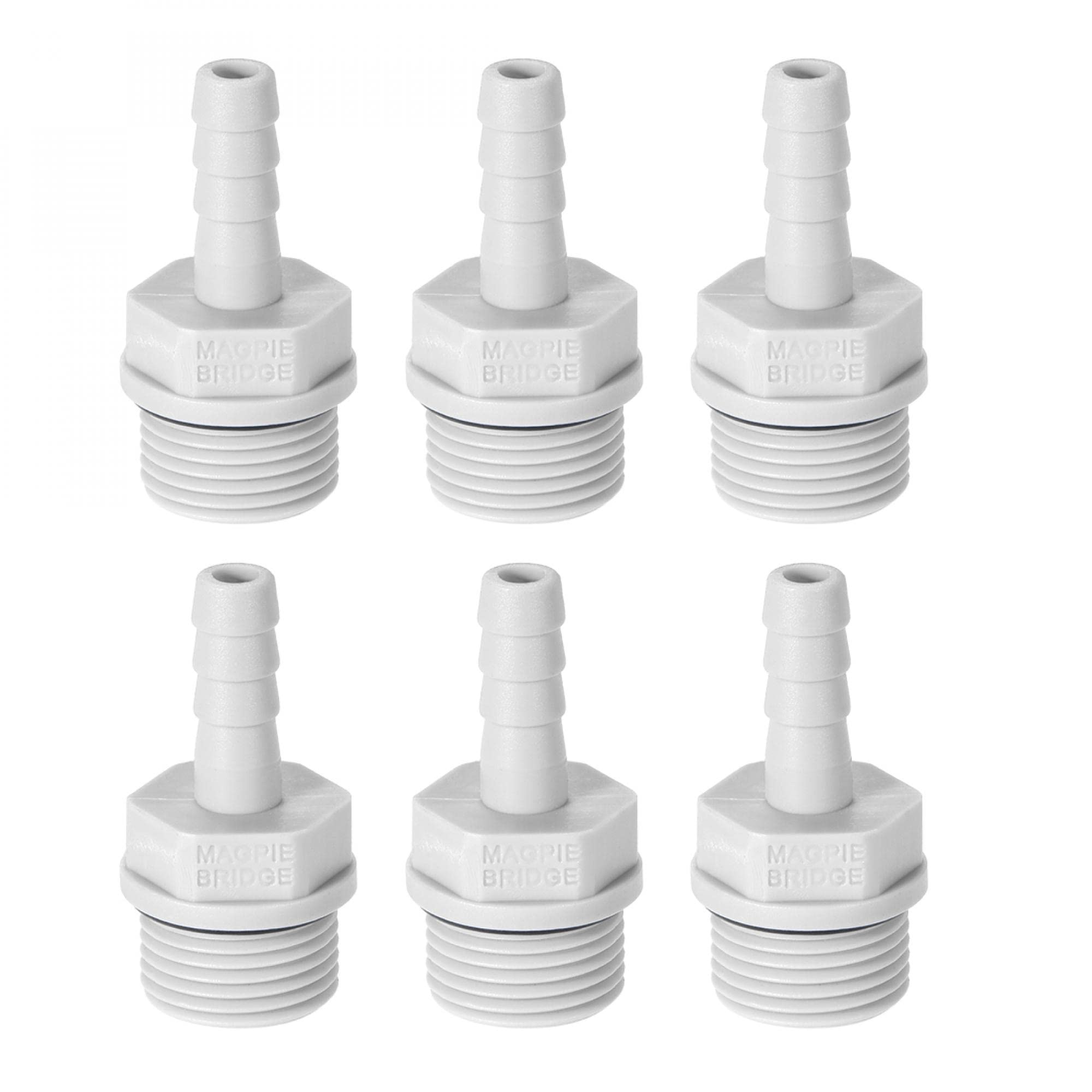 uxcell PVC Barb Hose Fitting Connector Adapter 6mm or 15/64" Barbed x G3/8 Male Pipe 6pcs