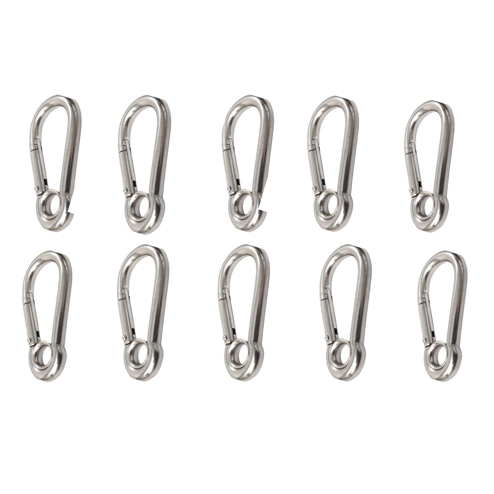 Mousqueton à ressort en acier inoxydable 304 – Boucle de porte-clés d'extérieur 136 kg robuste avec crochet de sécurité pour palan à chaîne, boucles d'alpinisme