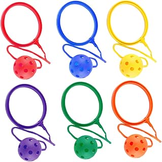 jojofuny Kids Ankle Skip Ball Jumping Ring Ball Toy, 6 Pcs Skip it Toy Ball for Kids Cardio Health and Coordination Fitness Sports Swing Ball for Boys and Girls ( Mixed Colors )
