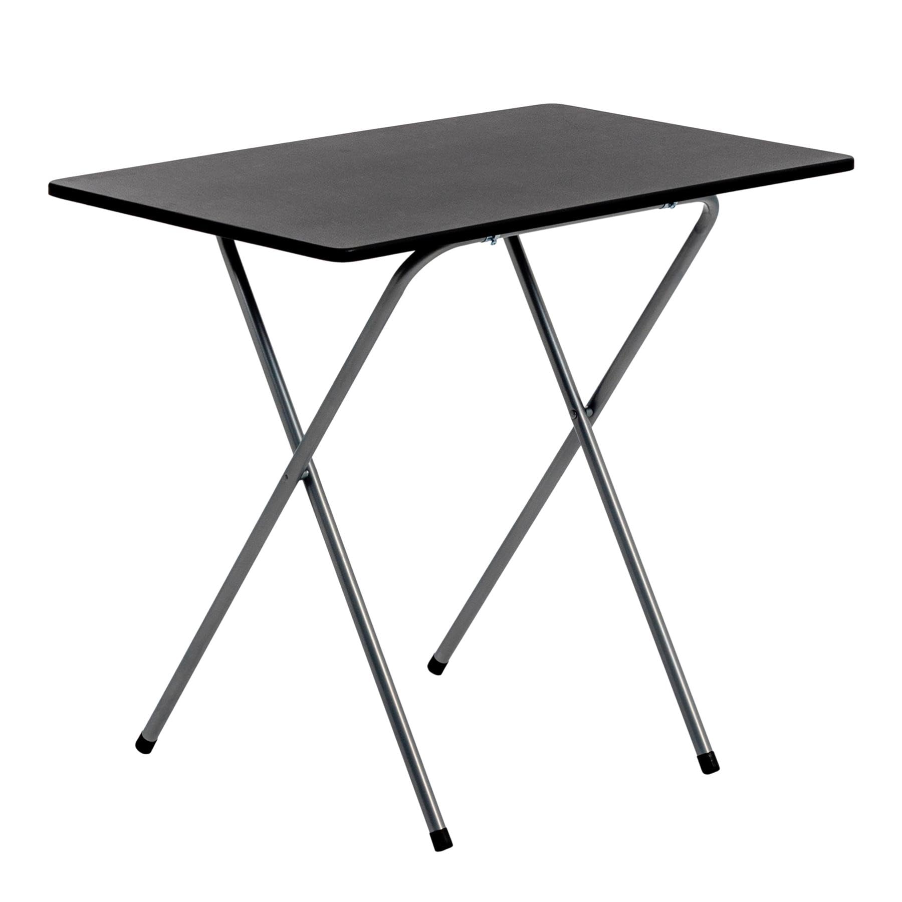 Harbour Housewares 80cm Wooden Folding Computer Desk - Silver Frame, Black Top - Laptop Notebook Table PC for Writing Study Office Bedroom & Gaming