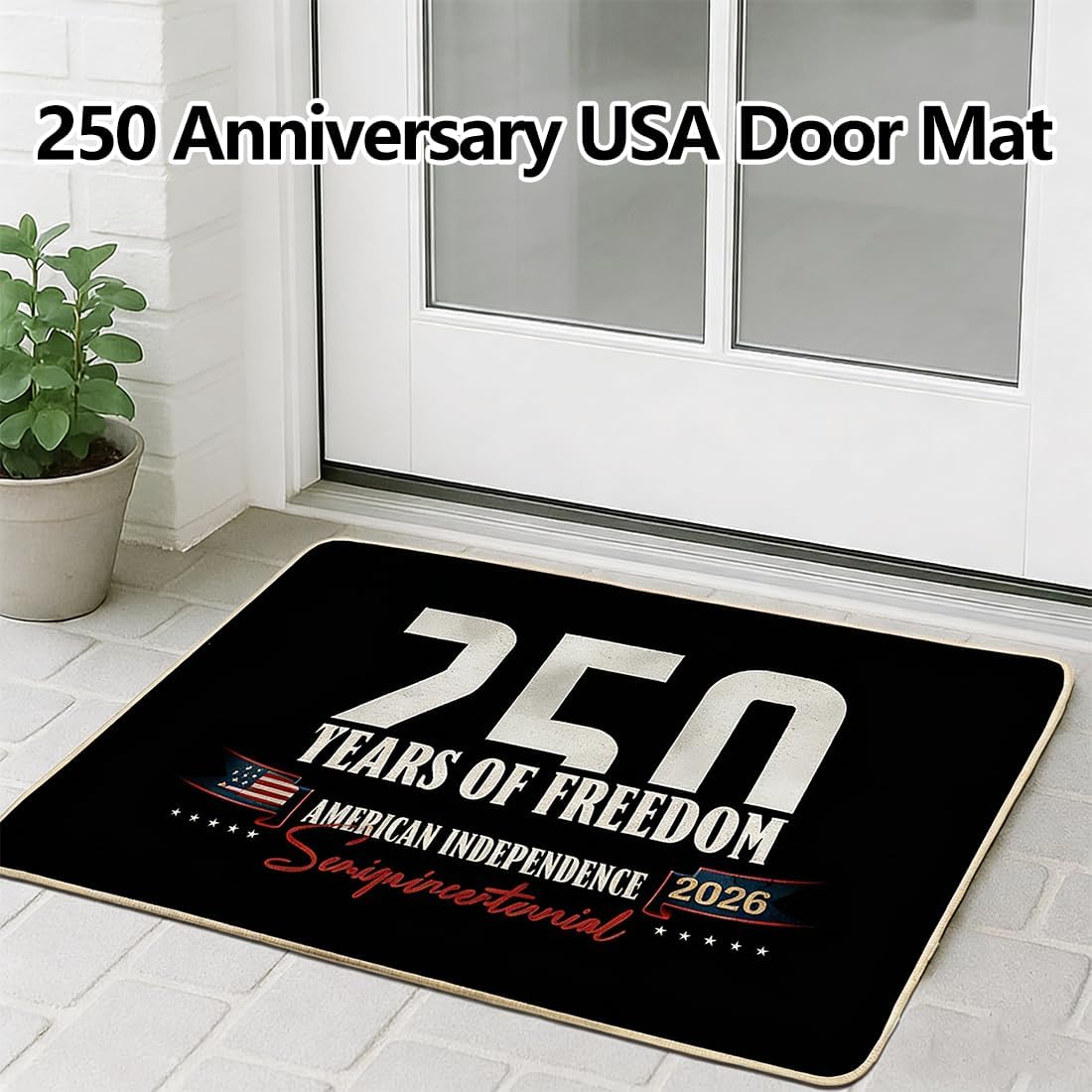250 Anniversary USA Door Mat, 250 Door Mat, Non-Slip Washable Eagle Rug for House Office Outside Inside Entrance Decor (F,23 * 35in)