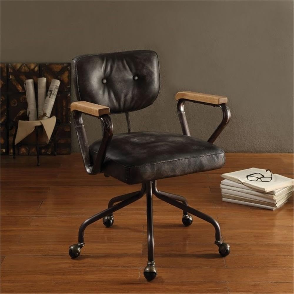 Amazon.com: Acme Hallie Leather Swivel Office Chair in Vintage