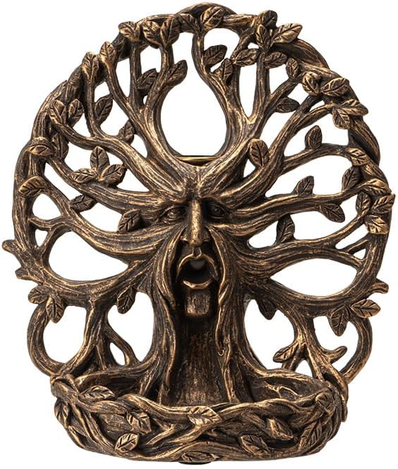 Pacific Giftware Tree of Life Greenman Backflow Burner, Decorative Backflow Cone Holder, Greenman Backflow Tabletop Holer