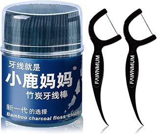 Romacci 50 unidades Palito 2 em 1 Fio dental Escova interdental de alta dureza Dentes Raspador de língua Ferramentas de cuidados orais Palitos de dente profissionais Palitos de dente com estojo portátil Palitos dentais perfeitos para a família