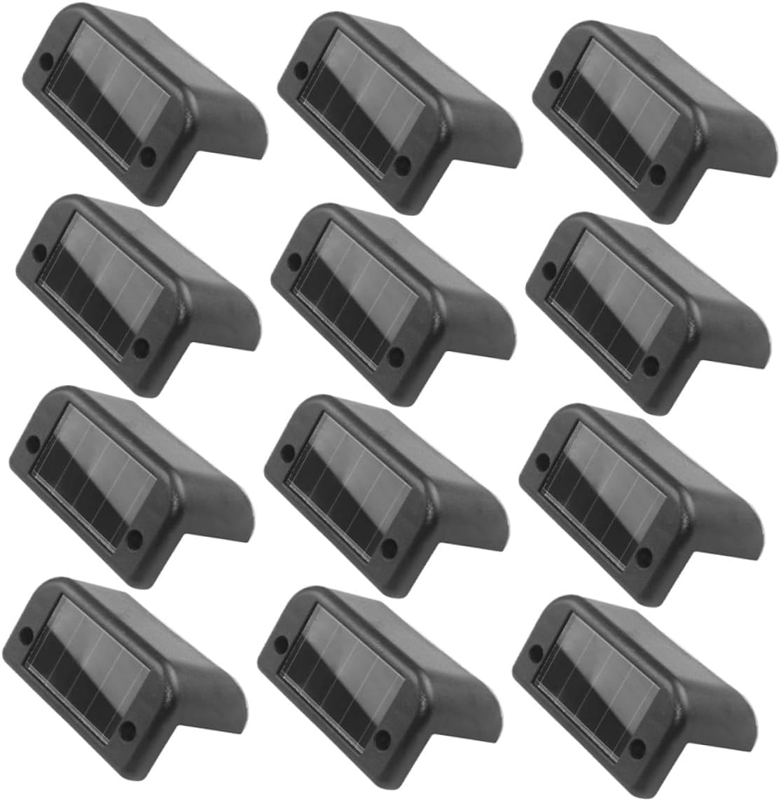 Homoyoyo 12pcs Solar LED Railing Lights Warm White Waterproof Outdoor Step Lights for Patio Backyard Deck Stairs Fence Pathway