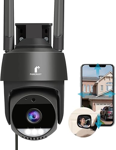 Cámaras de seguridad para exteriores 3K 5MP Detección de movimiento AI y sirena, vista de 360 PTZ, IP66, seguimiento automático, conversación de 2