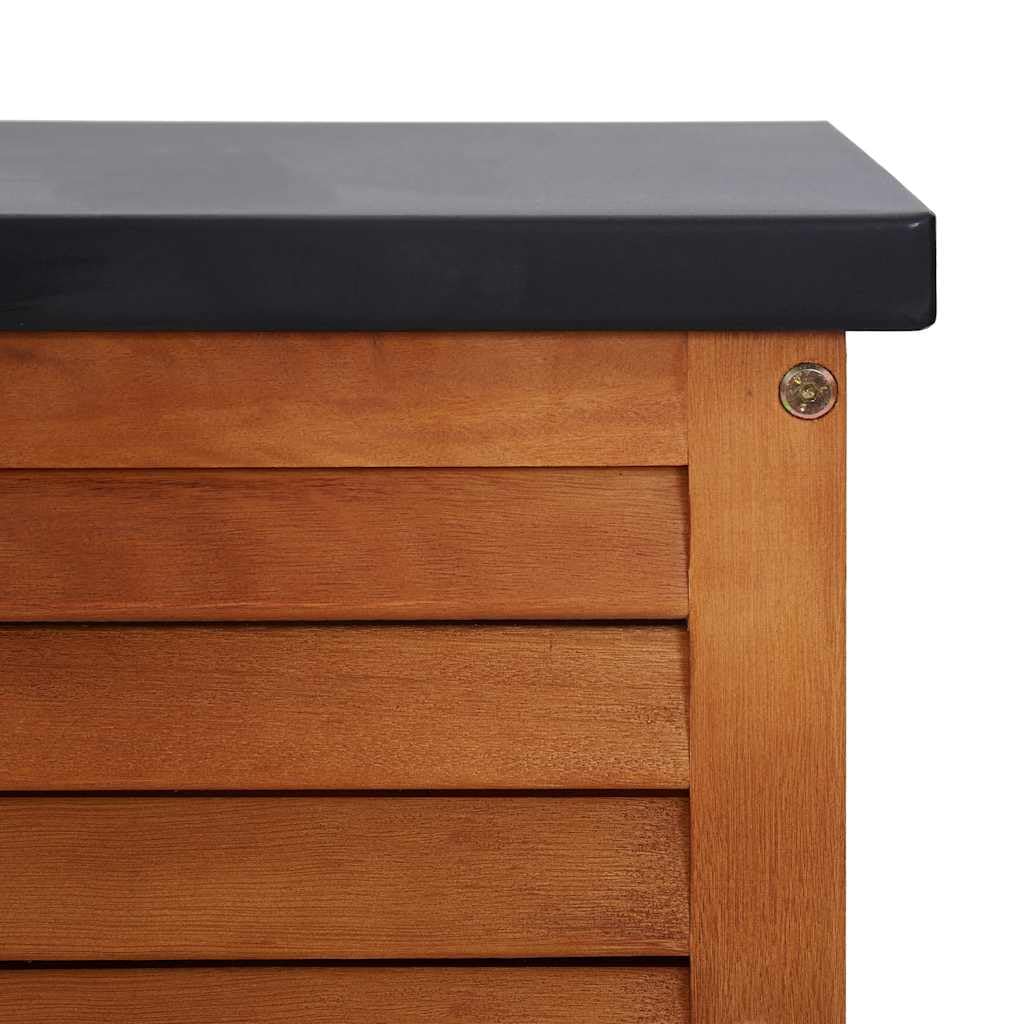 Gartenbox aus Eukalyptus Massivholz Garten Auflagenbox XXL Gartenbox Kissenbox Gerätebox Gartentruhe 150 x 50 x 55 cm für Gartengeräten Poolzubehör Spielzeug