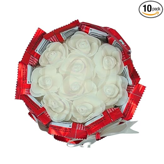 @Chocopops Round Shape Gift Bouquet - Bouquet of Nestle Kitkat Chocolates (10pcs) with Flowers